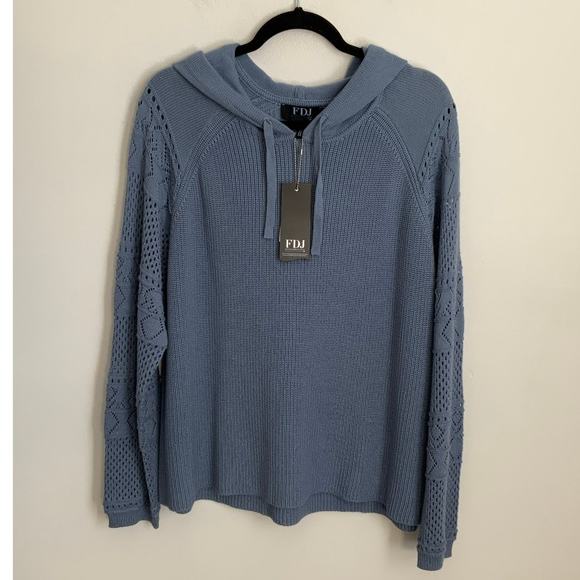FDJ French Dressing Ivy Indigo Crochet Sleeve Sweater NWT size‎ xl - Picture 4 of 9